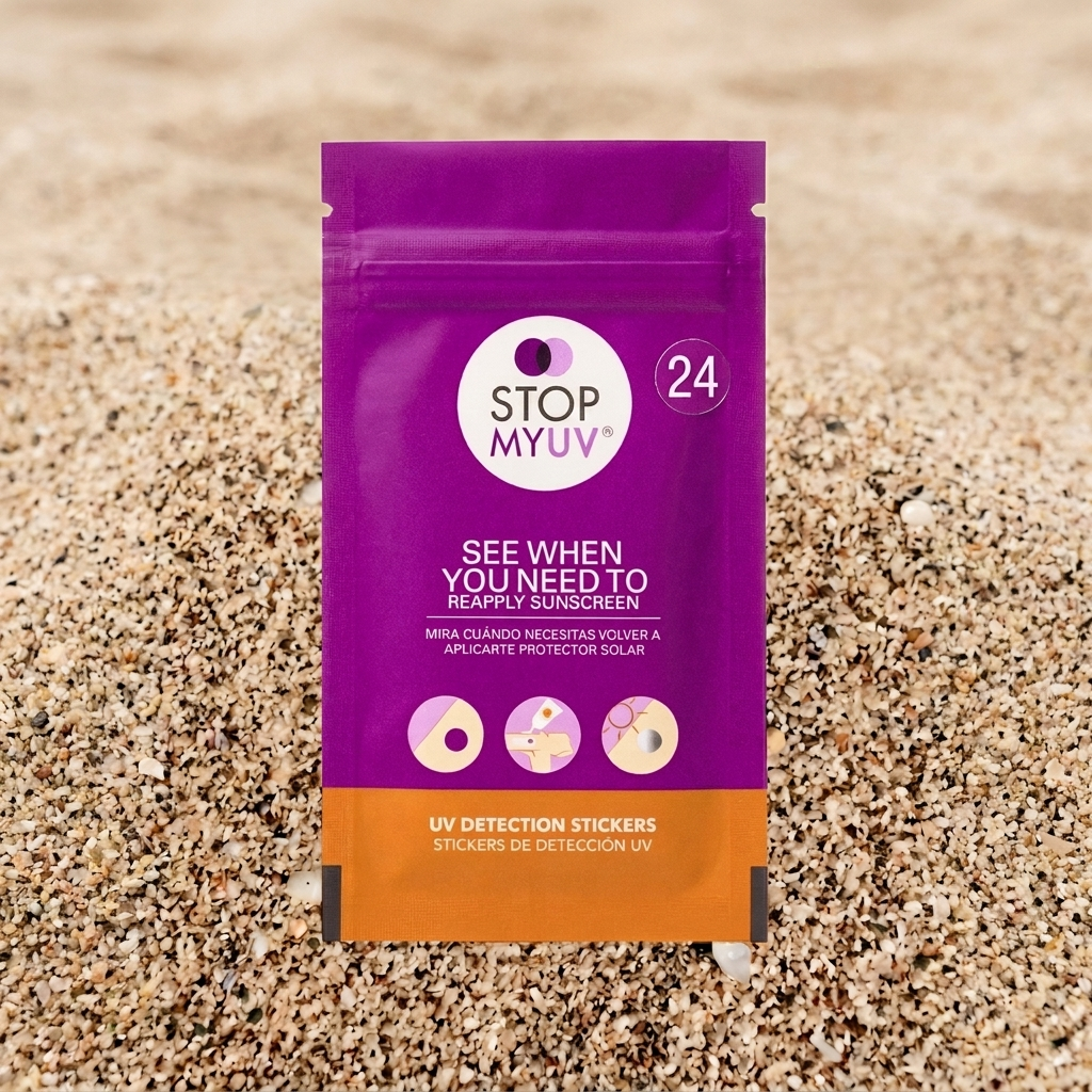 Kalya Stop My UV™ — UV Reapply Reminder Stickers (Clear→Purple)
