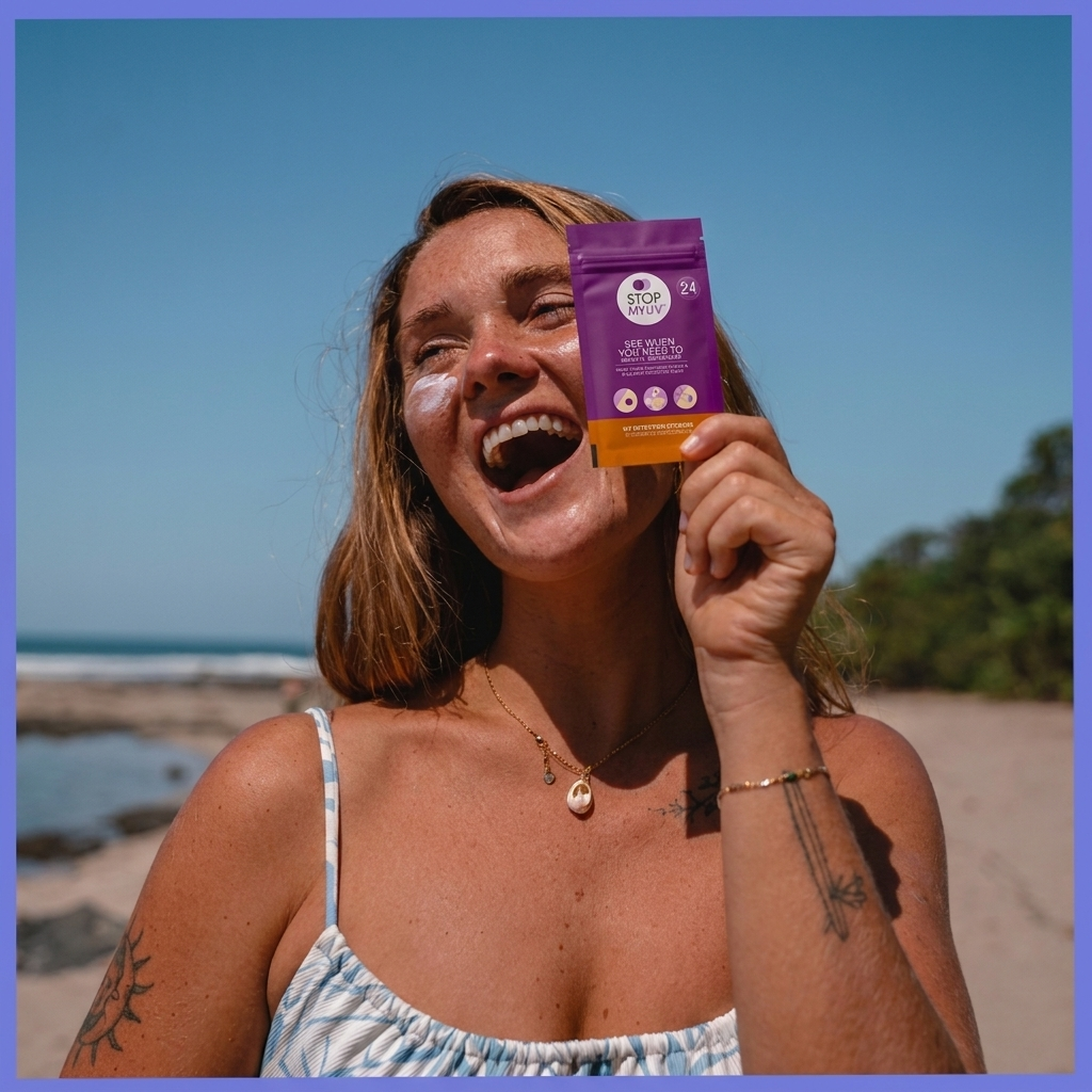 Kalya Stop My UV™ — UV Reapply Reminder Stickers (Clear→Purple)